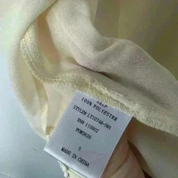 Lush Women’s Sheer White Cream Blouse Boho Timeless Sheer Bejeweled Collar Small - Picture 10 of 11